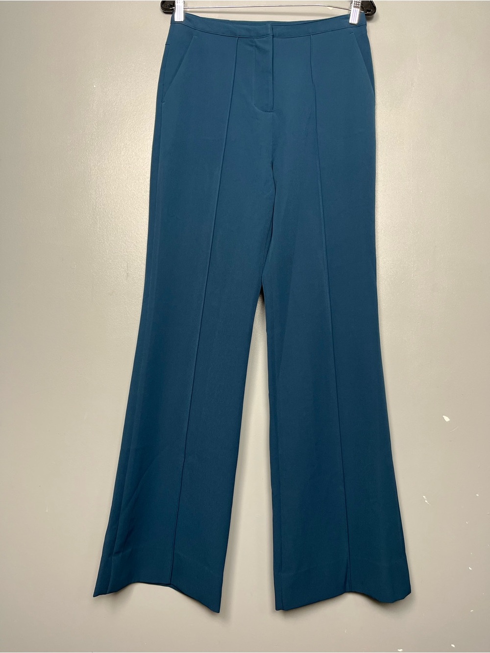 Josie Natori NWT Wide Leg Stretch Crepe Trousers Teal Blue Women’s Size 6
